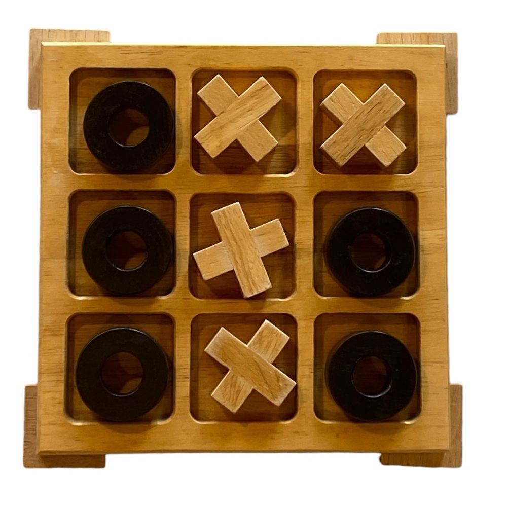 TicTacToe Custom Made Wooden Black Cream Game Board Coffee Table Piece